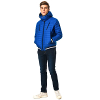 【Hilltop 山頂鳥】男款超潑水保暖蓄熱羽絨夾克F24ME6藍