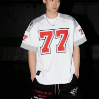 เสื้อยืดผู้ชายสปอร์ตวัสดุเร่งรัด Oversized Thai T-Shirt Men Elephant Print เสื้อยืดโปโลผู้ชายลายสก็อ