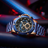 DISKON Evans Jayden Jam Tangan Pria 9838 Rantai Stainless Steel Kaca Sapphire Chronograph Water Resi