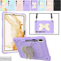 For Samsung Galaxy Tab S9 FE S7 S8 Plus 12.4 inch SM-X710 SM-X810 X610 T970 T730 Tablet Case 3D Butterfly Stand Shockproof Cover