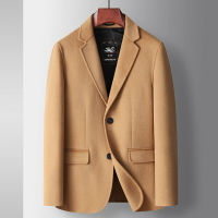 【巴黎精品】毛呢外套休閒西服-羽絨內膽羊毛雙面呢男外套3色p1ac50