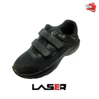 LASER STROM JR VELCRO SEPATU SEKOLAH CASUAL ANAK ALLSUPESTORE HITAM VELCRO 36