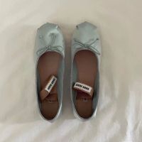 Hot selling set   miumiu French bowknot flat ballet shoes female 2023 new r Versatile style joker Mary（Normal shipment）