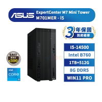 ASUS 華碩 M701MER 商用桌上型電腦 三年保固 i5/B760/1TB+512G 直立式主機【現貨免運 領券再折】