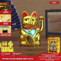Kucing Hoki Lucky Cat Batrai KUCING HOKI kucing rejeki lucky cat baterai KC257 GOLD 18CM