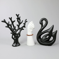wo+桌面花瓶陶瓷擺件大象珊瑚樹黑天鵝馬樣板間辦公玄關擺設送禮