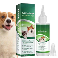 60ml Dog Tear Stain Remover Gentle Eye Care Drops Cat Dog Eye Wash Drops Nursing Pet Eye Drops for dogs puppies cats kitten