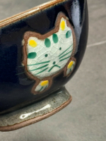 日本中古vintage回流～日本波佐見燒手工手繪小貓咪飯碗