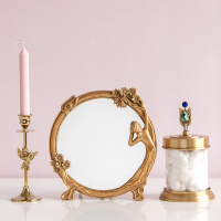 (100 asal terbaik) cermin dinding Baroque vintaj untuk bilik tidur artistik hiasan rumah elegan alam sekitar emas cermin Desktop berdiri besar