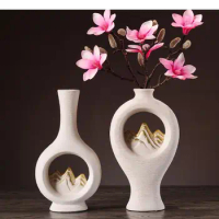 Chinese Style Ceramic Vase Hollow Out Jinshan Handmade Modern Home Decoration Flower Arrangement Accessories Flower Vase