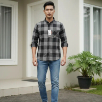 Kemeja Flanel Kotak Pria Wanita Lengan Panjang Dewasa Kain Flanel Motif Distro