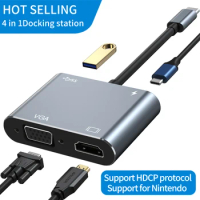 Type-C to 4K HDMI-compatible VGA USB C 3.1 Hub Adapter for MacBook Nintendo Samsung S20 Dex Huawei P30 Dock Xiaomi 10 TV USB HUB