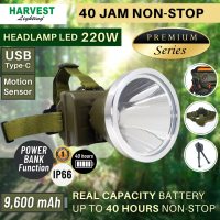 TERSEDIA 220W Headlamp Premium HARVEST LIGHTING Senter Kepala LED Lampu Emergency Travel Tambang Hun
