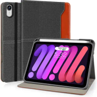 for ipad mini6 for ipad mini6 case iPad Mini 6th Generation with Pencil Holder PU Leather Soft TPU Back Stand Cover 8.3 inch