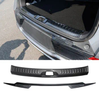 Car Rear Bumper Protector Sticker ABS Carbon Fiber Anti-Scratch Rear Trunk Guard Plate Trim Strip For BYD ATTO 3 EV 2022 2023