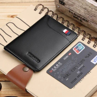 Genuine leather Wallet men's wallet business card holder business men's short Wallet Zipper Leather Wallet