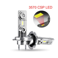 2Pcs 50000LM H7 LED Headlight Bulb 120W Mini Wireless CSP Car Headlamp With Fan Auto Diode Lamps Turbo Led Automobile 12V 6500K