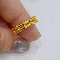 999 5D light weight Bamboo Gold Ring  size 12 1.33g