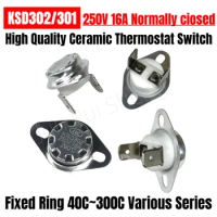 10PCS/Lot Ceramic Temperature Controller KSD302 KSD301 Normally Closed NC Thermostat Switch 250V 16A Thermal Protector Sensor