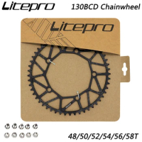 Litepro 130BCD 9/10/11 Speed Hollow CNC Alloy Single Disc Chainwheel Road Folding Bike Chainring 48/50/52/54/56/58T Bicycle Part