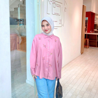 KEMEJA LENGAN PANJANG WANITA FINZU | ATASAN TOP KEMEJA WANITA MOTIF BUNGA FLORAL RAYON TWILL