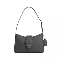 Coach [12.12 Dealcember] Eliza Shoulder Bag with Zipper Closure Smooth Leather Charcoal