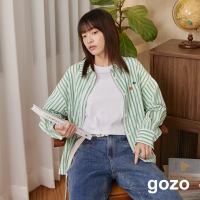 【gozo】g書籤前短後長條紋襯衫(兩色)