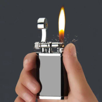 Mini Compact Metal Refillable Gas Lighters Vintage Cigarettes Lighter Grinding Wheel Fire Starter Reusable Portable Gas Torch