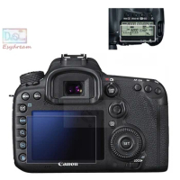 Self-adhesive Tempered Glass Main LCD + Info Top Shoulder Screen Protector for Canon 7D Mark II 7D2 7DII MKII Camera