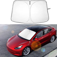 1pcs Car Windshield Sun Shade Covers Visors Front Window Sunscreen Protector Parasol Coche For Tesla Model 3 Y Sunshade Umbrella