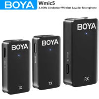 BOYA WMIC5 Wireless Lavalier Lapel Microphone for iPhone Android DSLR Cameras PC Computer Youtube Recording Live Streaming Vlog