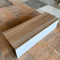 Granit anak tangga kombinasi motif kayu putih polos ukuran 30x90 20x90 Stepnosing custom ukuran