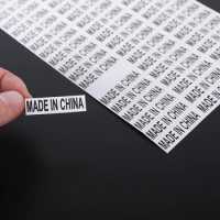 Spot 1000pcs Made in china English origin paper self-adhesive white background black sticker customizable text