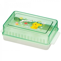 小禮堂 寶可夢 方形奶油塊保鮮盒附鐵叉 (綠集合款)