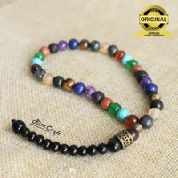 Tasbih Batu Akik Kristal Alam 33 Butir Giok Citrine Yaman Pasir Emas Lava Kecubung Lapis Lazuli Tige
