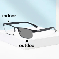 Photochromic Glasses 2024 Men's Reading Glasses Anti-blue Light Sun Glasses Metal Frame HD Reading Glasses Women +1.0 To +4.0