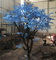 仿真大樹 假樹 仿真榕樹大型 植物客廳發財樹 實木裝飾藍色定制