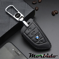 Morbido蒙彼多 BMW X1/X3/X5系列手縫真皮汽車刀鋒鑰匙套 3鍵黑
