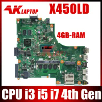 X450LD Laptop motherboard For Asus X450LC X450L X450LB X450LN Notebook mainboard CPU I3 I5 I7 4th Gen 4GB RAM GT820M GT840M GPU