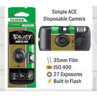 Brand Fujifilm SIMPLE ACE ISO 400 35mm Power Flash 27 Photo Exposures Single Use One Time Use QuickSnap Disposable Film Camera