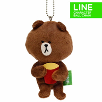 日本正版 LINE娃娃吊飾 熊大爆米花筒 《 掛包包/掛鑰匙 隨處掛都好看 》★ 超可愛 ★