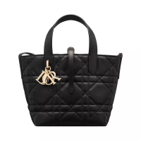 Christian Dior Small D Toujours Vertical Tote Bag Macrocannage Calfskin Black