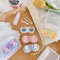 Crystal Coffee Bear Pink Cat Three-dimensional Contact Lenses Case Eyewaer Eyes Care Contact Lens Box Container with Tweezer