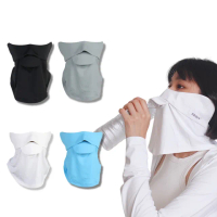 【MEGA GOLF】高爾夫 防曬冰感有氧喝水口罩-扣子款 UV-509 護頸布(呼吸口罩 開口口罩 喝水口罩 頸脖面罩)