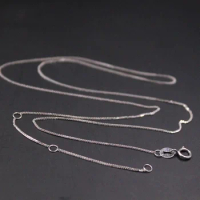 Real 18K White Gold Chain For Women Female 0.6mmW Thin Wheat Necklace 18''L Gift 18K Gold Jewelry Au750