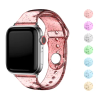 Transparent Silicone Strap for Apple Watch Band 40mm 44mm 45mm 41mm 38mm 42mm 49 Glitter Women Sport iWatch ultra2 9 8 7 SE 6 3