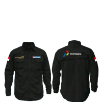 KEMEJA PERTAMINA PERTAMAX TURBO KEMEJA MY PERTAMINA LENGAN PANJANG FULL BORDIR BISA COSTUM Logo Nyam