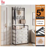 ￼kệ giày chống bụi 5 tầng có móc treo quần áo và mũ Kitchen kệ  treo kệ  treo