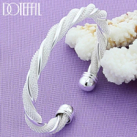 DOTEFFIL 925 Sterling Silver Twist Spin Bangle Bracelet For Woman Man Wedding Engagement Fashion Charm Party Jewelry