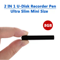 2 in 1 Mini Audio Voice Recorder Pen USB Flash Disk Ultra Slim Secret Digital Small MP3 8GB Player 14 Hours Recording